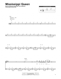 page one of Mississippi Queen (Drums Transcription)