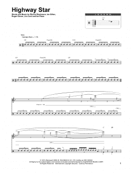 page one of Highway Star (Drums Transcription)