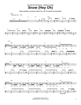 page one of Snow (Hey Oh) (Drums Transcription)