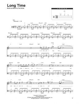 page one of Long Time (Drums Transcription)