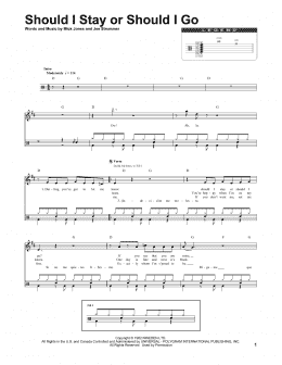 page one of Should I Stay Or Should I Go (Drums Transcription)