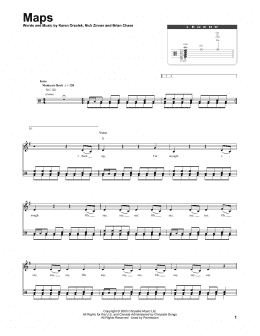 page one of Maps (Drums Transcription)