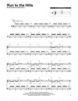 page one of Run To The Hills (Drums Transcription)