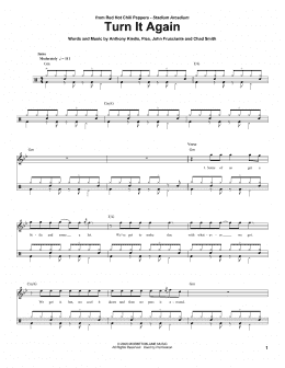 page one of Turn It Again (Drums Transcription)