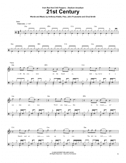 page one of 21st Century (Drums Transcription)