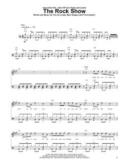 page one of The Rock Show (Drums Transcription)