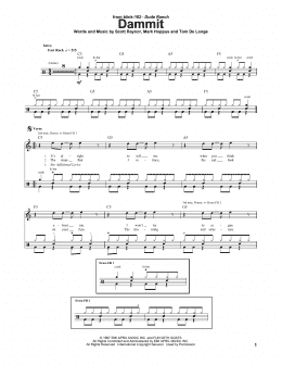 page one of Dammit (Drums Transcription)
