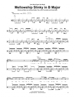 page one of Mellowship Slinky In B Major (Drums Transcription)
