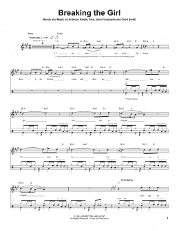 page one of Breaking The Girl (Drums Transcription)