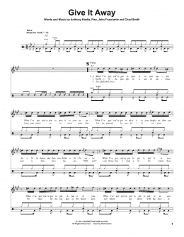 page one of Give It Away (Drums Transcription)