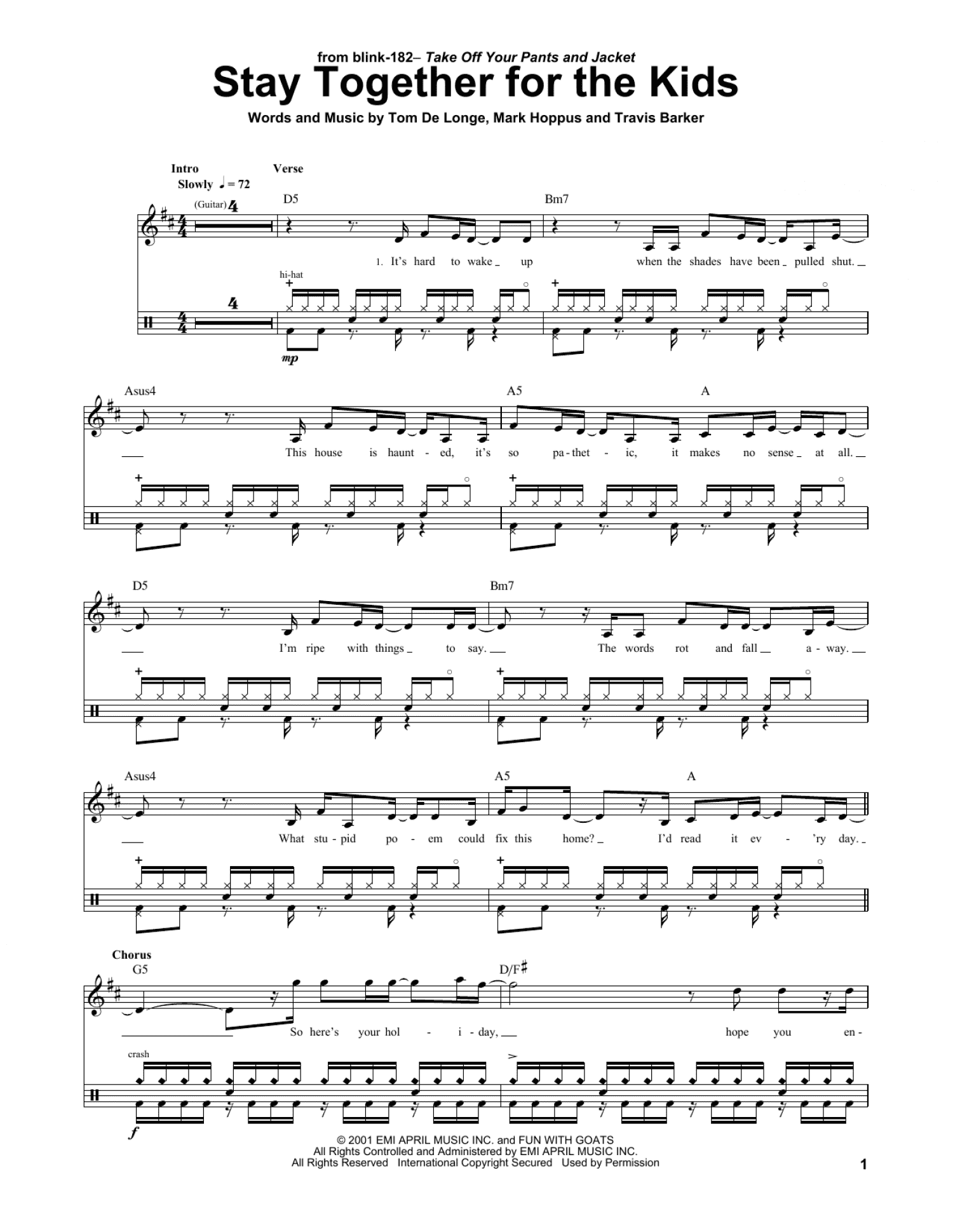Stay Together For The Kids (Drums Transcription)