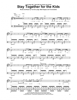 page one of Stay Together For The Kids (Drums Transcription)