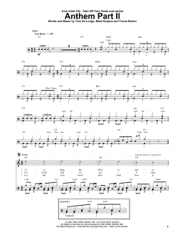 page one of Anthem Part II (Drums Transcription)