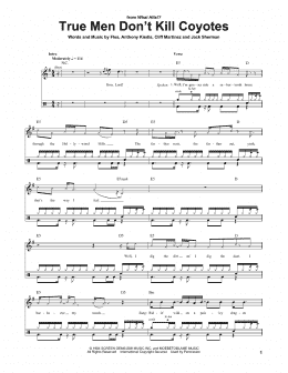page one of True Men Don't Kill Coyotes (Drums Transcription)