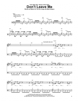 page one of Don't Leave Me (Drums Transcription)