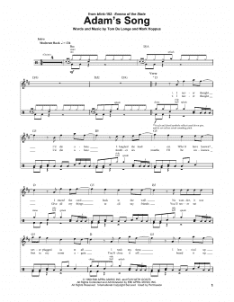 page one of Adam's Song (Drums Transcription)