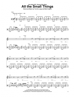 page one of All The Small Things (Drums Transcription)