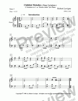 page one of Childish Melodies - Piano Variations