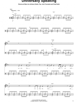 page one of Universally Speaking (Drums Transcription)