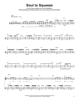 page one of Soul To Squeeze (Drums Transcription)