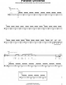 page one of Parallel Universe (Drums Transcription)