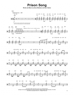 page one of Prison Song (Drums Transcription)