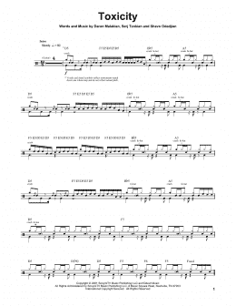 page one of Toxicity (Drums Transcription)