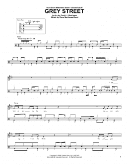 page one of Grey Street (Drums Transcription)