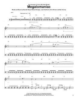 page one of Megalomaniac (Drums Transcription)