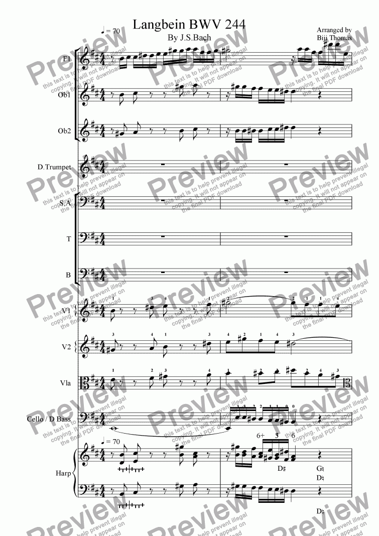 page one of BWV244_29_(c) Langbein -J.S.Bach