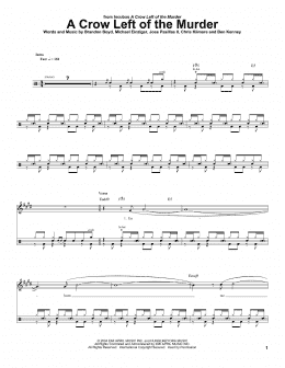 page one of A Crow Left Of The Murder (Drums Transcription)