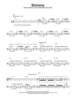 page one of Shimmy (Drums Transcription)