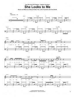 page one of She Looks To Me (Drums Transcription)