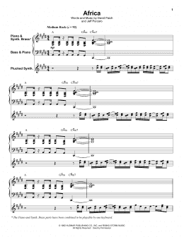 page one of Africa (Keyboard Transcription)