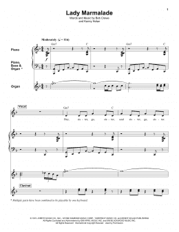 page one of Lady Marmalade (Keyboard Transcription)