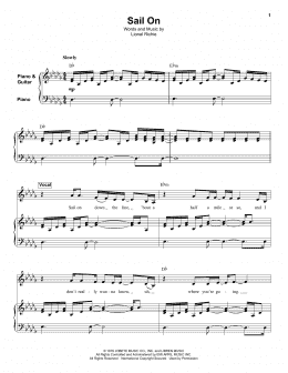 page one of Sail On (Keyboard Transcription)