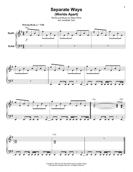 page one of Separate Ways (Worlds Apart) (Keyboard Transcription)