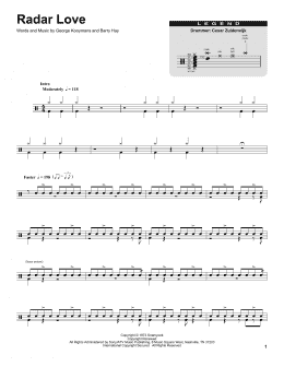 page one of Radar Love (Drums Transcription)