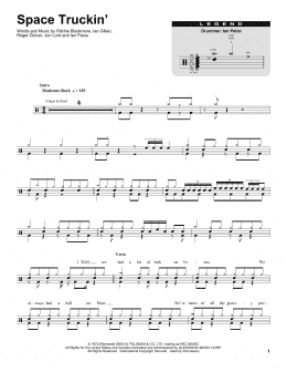 page one of Space Truckin' (Drums Transcription)