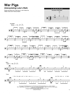 page one of War Pigs (Interpolating Luke's Wall) (Drums Transcription)