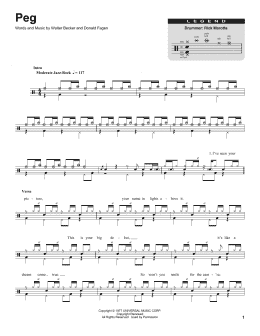 page one of Peg (Drums Transcription)