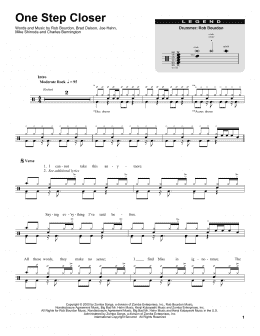 page one of One Step Closer (Drums Transcription)
