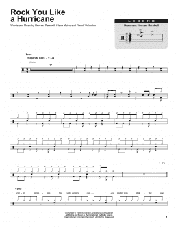 page one of Rock You Like A Hurricane (Drums Transcription)