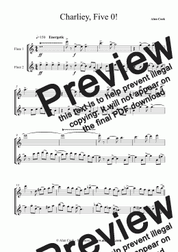 page one of Charliey, Five O!   (Flute duet)