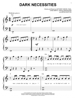page one of Dark Necessities (Big Note Piano)