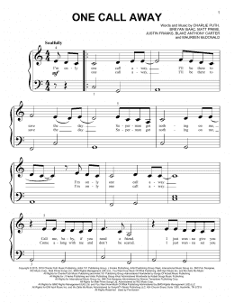 page one of One Call Away (Big Note Piano)