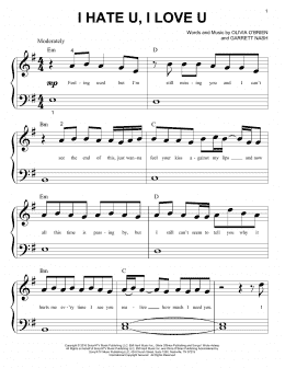 page one of I Hate U, I Love U (feat. Olivia O'Brien) (Big Note Piano)