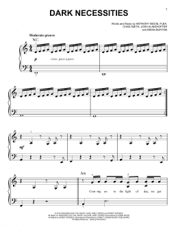 page one of Dark Necessities (Easy Piano)