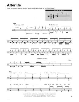 page one of Afterlife (Drums Transcription)