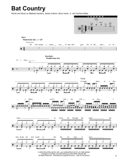 page one of Bat Country (Drums Transcription)